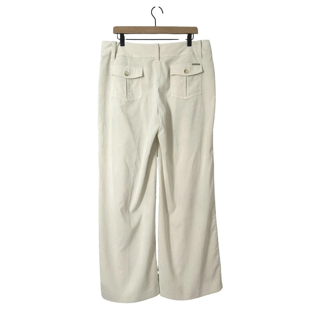 Michael Kors Cream Corduroy Wide Leg Trousers Off White‎ Pants Size 14